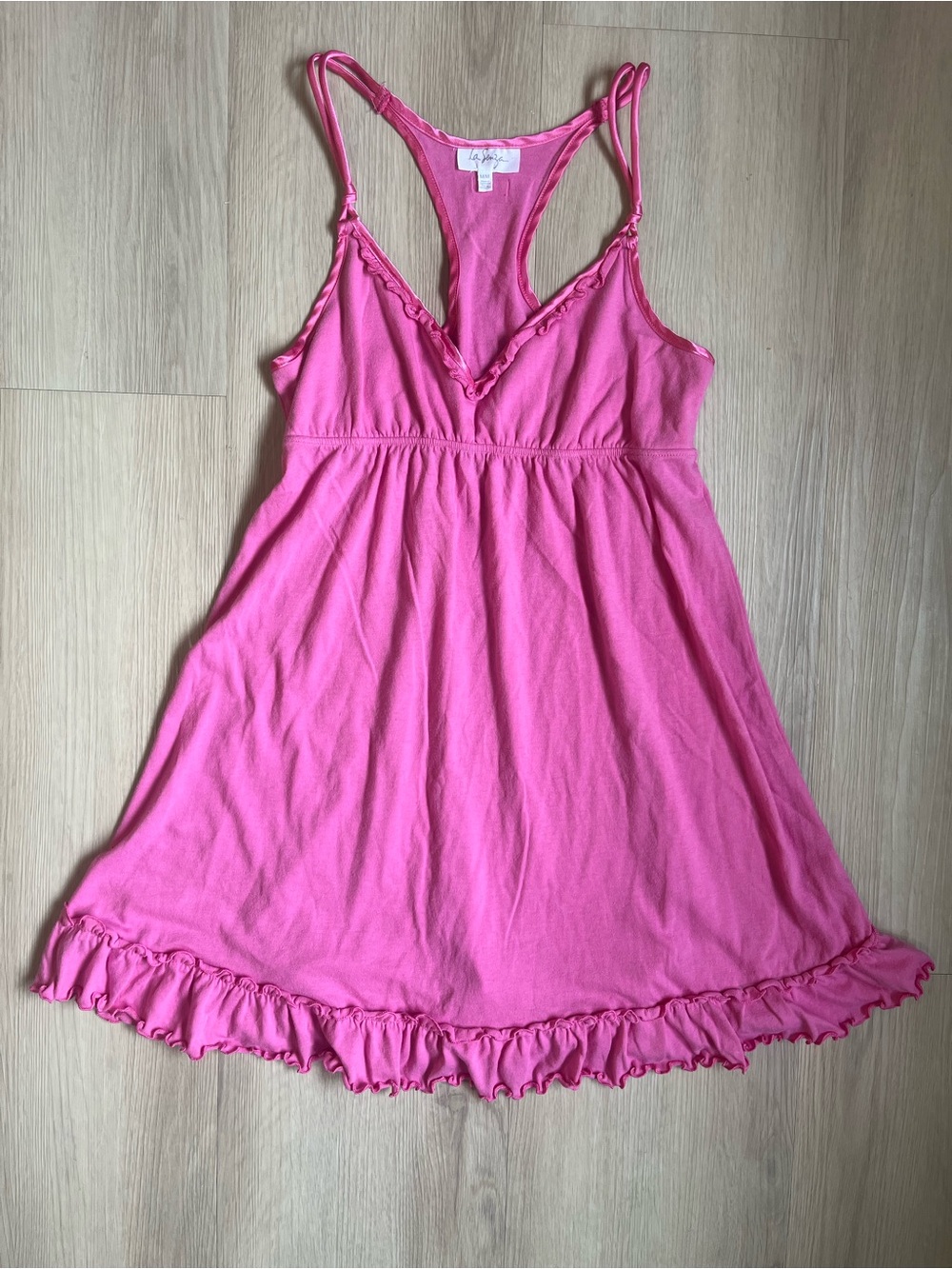 La Senza Vintage Y2K Babydoll Frilly Ruffle Pink Nightie Whimsical Size medium
